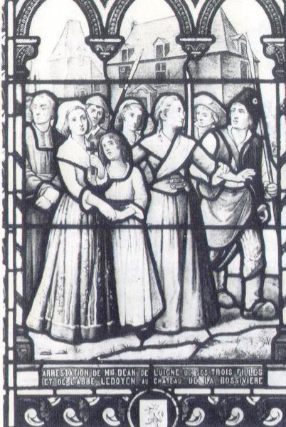 Aanhouding van Louise Déan de Luigné, nog drie meisjes en de eerwaarde Jacques Ledoyen.