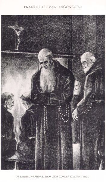 Pater Franciscus verdrongen bij het vuur.