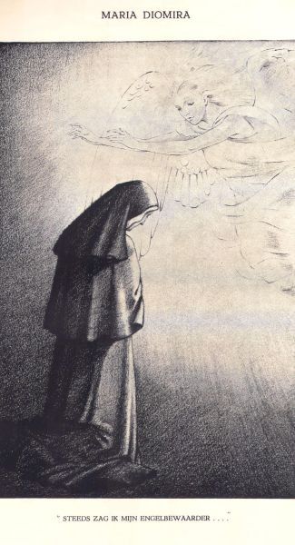 Zuster Maria ziet in haar gebed haar engelbewaarder.