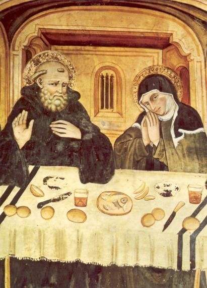 Scholastica smeekt haar broer Benedictus de nacht met haar in gebed door te brengen.