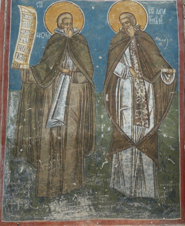 Theofanes links; rechts Lazarus van Constantinopel.