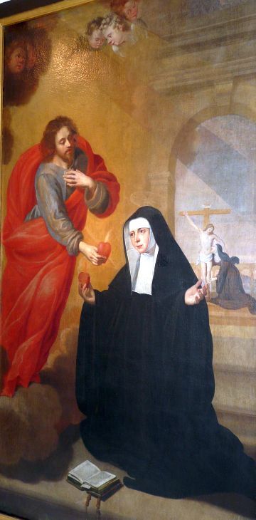 Christus en Lutgardis wisselen hun harten uit.