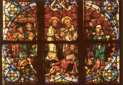 Petrus ontmaskert het bedrog van Ananias en Safira (Ha 5).