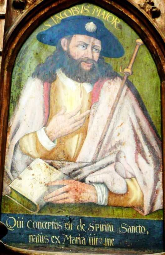 Jacobus de meerdere (Major) met onderschrift: 'Qui conceptus est de Spiritu Sancto natus ex Maria virgine' (Die ontvangen is van de H. Geest, geboren uit de maagd Maria).