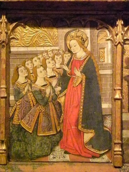 Christina onderricht haar twaalf dienstmeisjes in de ware leer van de Drie-Ene God.