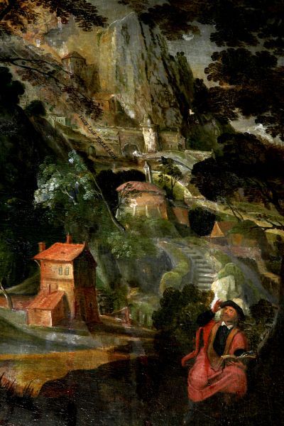 'Tolle, lege' ('Neem, lees'). Uit de takken links boven komt de stem te voorschijn die dat roept. Augustinus zit rechtsonder.