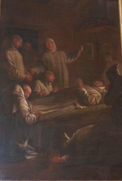 Dood Sint Medericus temidden van zijn medebroeders.