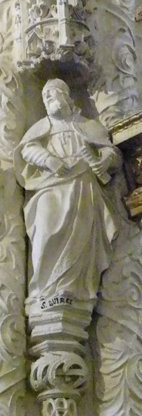 * Het onderschrift luidt 'Quirce', verbastering van Cyriacus. In het bisdom Burgos ligt ook een plaatsje San Quirce, genoemd naar Sint Cyriacus. Een plaatselijk klooster was toegewijd aan Julitta en Cyriacus, moeder en zoon (+ 304; feest 16 juni). Maar die Sint Cyriacus is nog maar een kind. De heilige Quirce aan de ingang van de kathedraal van Burgos staat hier afgebeeld als bisschop. Vandaar dat we gekozen hebben voor Cyriacus van Jeruzalem.