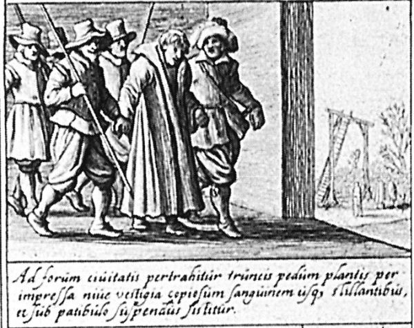 Cornelis weggeleid naar de plaats van de terechtstelling (gelijkenis met Jezus' lijden!).