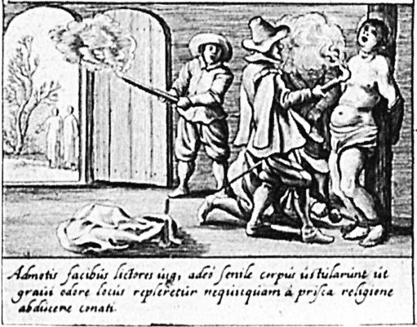 Cornelis gefolterd met toortsen.